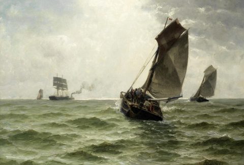 Off to the Fishing Ground by William Edward Norton, 19th century, framed print
