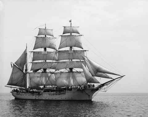 Revenue Cutter Salmon P. Chase under Sail by Detroit Publishing Co., 1900–1907, framed print