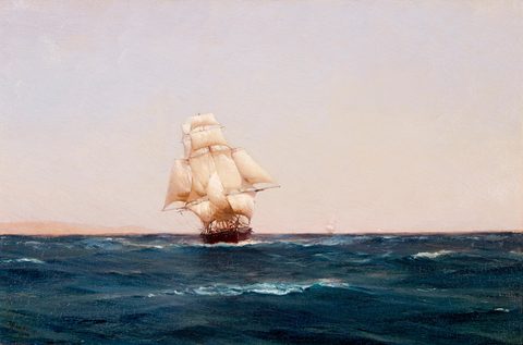 A Square Rigger off Tarapacá, Chile by Thomas Somerscales, framed print