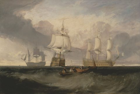The Victory Returning from Trafalgar by J. M. W. Turner, c. 1806, framed print