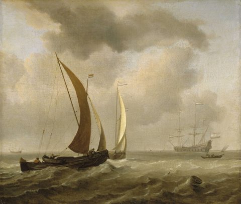 Two Kaags at Sea before a Fresh Breeze