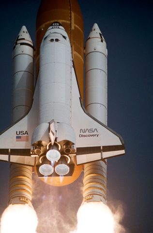 Launching of Shuttle Discovery STS 51-G by NASA, 1985, framed print