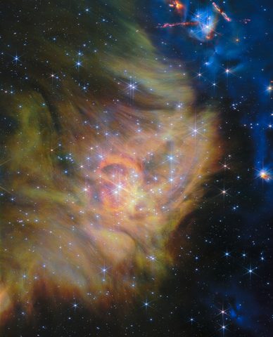 IC 348 (NIRCam image) by NASA, ESA, CSA, Kevin Luhman (PSU), Catarina Alves de Oliveira (ESA), Mahdi Zamani (ESA/Webb), 2026, framed print