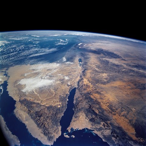 Sinai Peninsula and the Red Sea from STS-109 by NASA, 2002, framed print