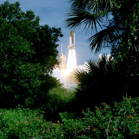 Discovery STS-70 launch by NASA, 1995, framed print