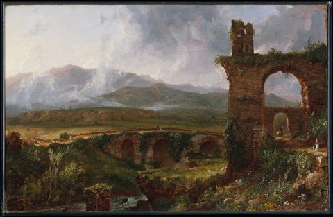 View near Tivoli, Morning by Thomas Cole, framed print