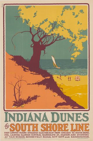 Indiana Dunes by South Shore Line by Chicago, South Shore & South Bend Railroad, 1927, framed print