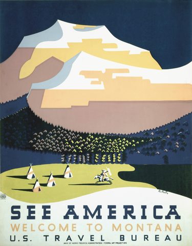 See America: Welcome to Montana by Richard Hall for the WPA, c. 1937, framed print