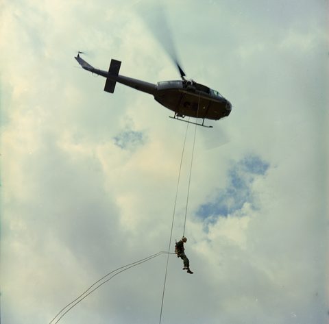 Rappel training by U.S. Army, 1967, framed print