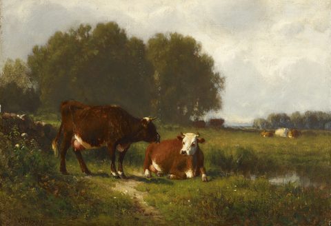 Landscape with Cows by William Hart, c. 1855–65, framed print