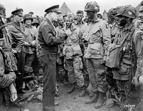 Eisenhower and the paratroopers by U.S. Army Signal Corps, 1944, framed print