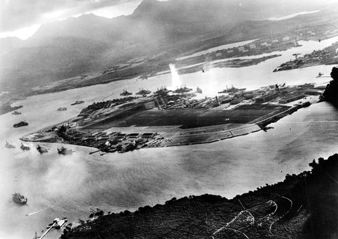 Pearl Harbor from the air by U.S. Navy, 1941, framed print