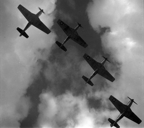 Red Tails over Ramitelli by U.S. Army Air Forces, framed print