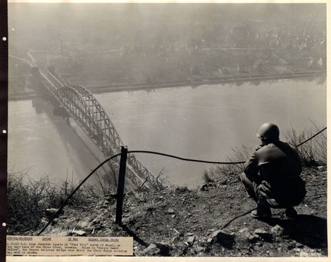 The Bridge at Remagen by U.S. Army Signal Corps, 1945, framed print